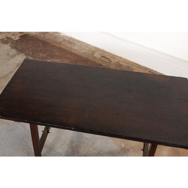 19th Century Spanish Travel Table W/Iron Stretcher For Sale - Image 4 of 12