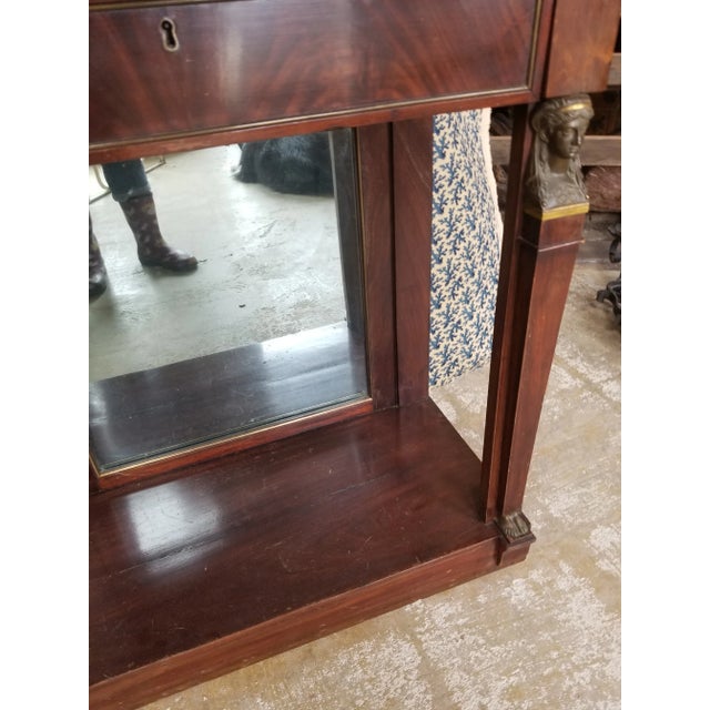 Empire Mahogany Mirrored Marble Top Console For Sale - Image 9 of 12
