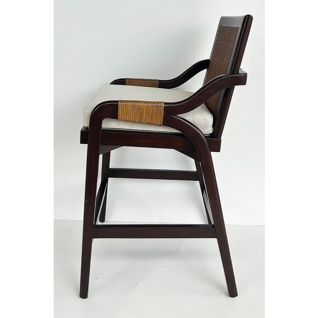 Interlude Home "Delray" Counter Stool With Rattan, Mahogany in Chestnut Finish For Sale - Image 9 of 13