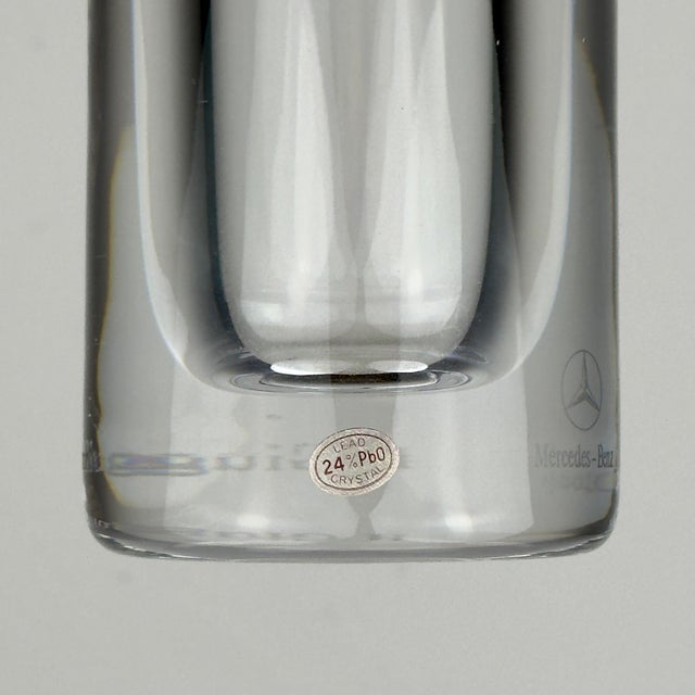 Elegant crystal glass vase or decorative tumbler, created for Mercedes-Benz Auto Rotonda in 2003. Made from clear, heavy...