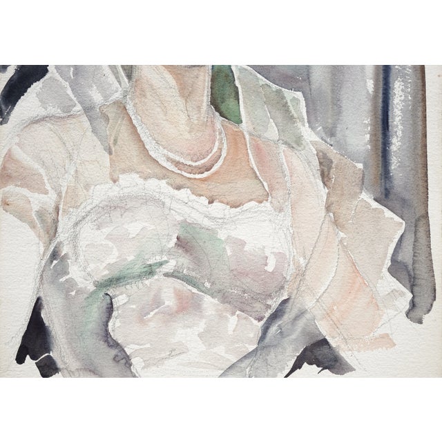 1950s Unfinished Portrait of an Woman Watercolor Painting by Joseph Yeager For Sale - Image 4 of 4