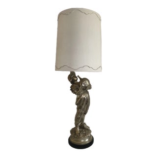 Mid Century Original Figural "Boy With Jug" Double Light Electric Floor Lamp by Marbro Lamp Co. For Sale