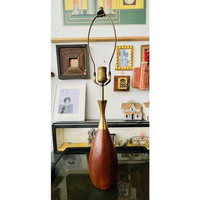 Mid-Century Modern Mid Century Modern Lamp Walnut & Brass Tony Paul Design For Sale - Image 3 of 7