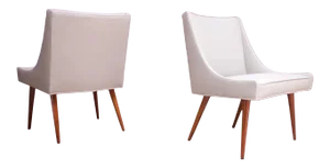 Vintage Walnut and Leather Slipper Chairs by Milo Baughman - a Pair