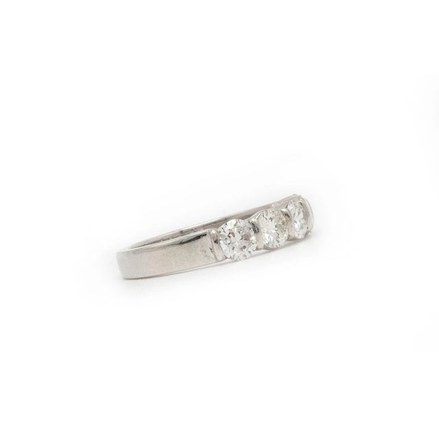 1980s 1980s Tiffany Platinum 5-Diamond Ring-Size 4.25 For Sale - Image 5 of 11