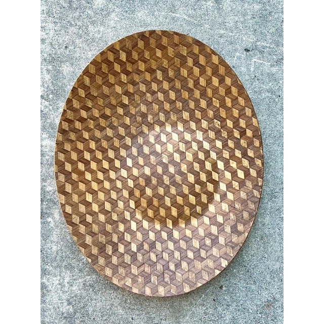 Vintage Geometric Wood Inlay Tray For Sale - Image 11 of 16