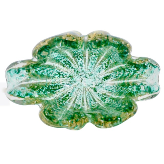 Murano Aqua Gold Barovier Toso Glass Bowl For Sale In Chicago - Image 6 of 6