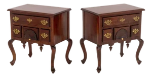 Pair of Queen Anne Style Mahogany Lowboys