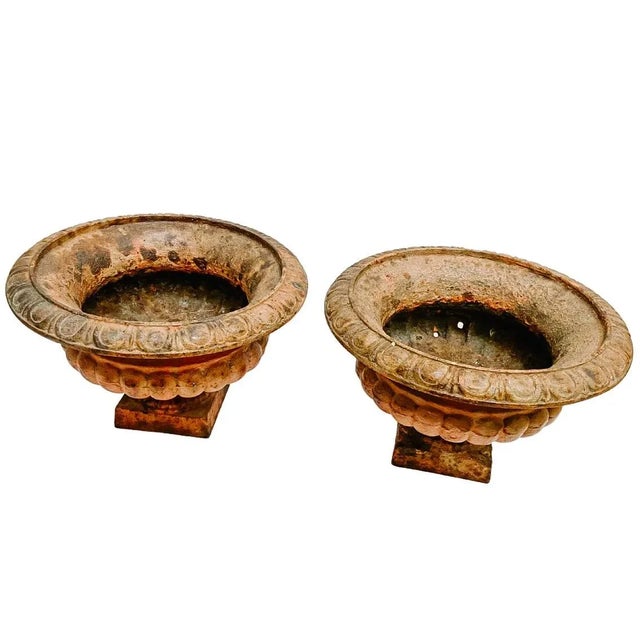 Rustic European Antique French Cast Iron Planters - a Pair For Sale - Image 3 of 12