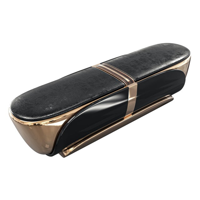 "Bond" Bench With Bronze and Stainless Steel, Handmade For Sale - Image 4 of 9
