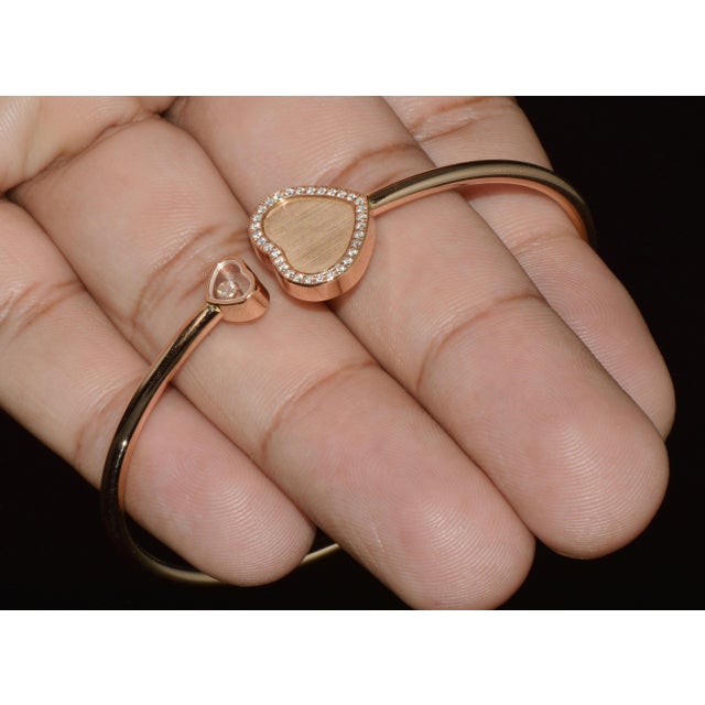 Authentic Chopard Happy Hearts James Bond 007 Limited Edition 18k Rose Gold Diamond Bangle Bracelet For Sale - Image 9 of 15