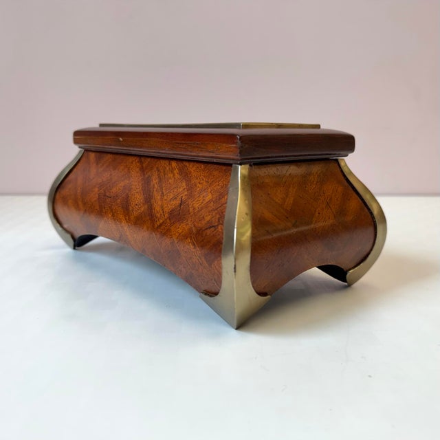 Wood Vintage Mahogany Wood, Brass and Leather Box by Maitland Smith For Sale - Image 7 of 10