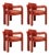 Double Arch Dining Chairs in Crimson Red Cotton Velvet from Insidherland, Set of 4 For Sale