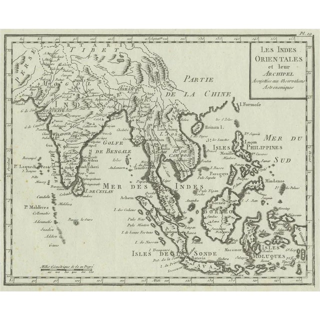 Antique Map of India and the East Indies and the Philippines For Sale