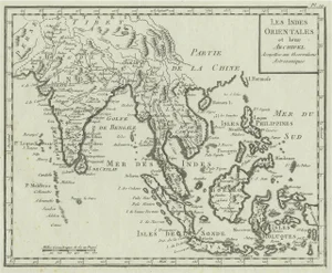 Antique Map of India and the East Indies and the Philippines