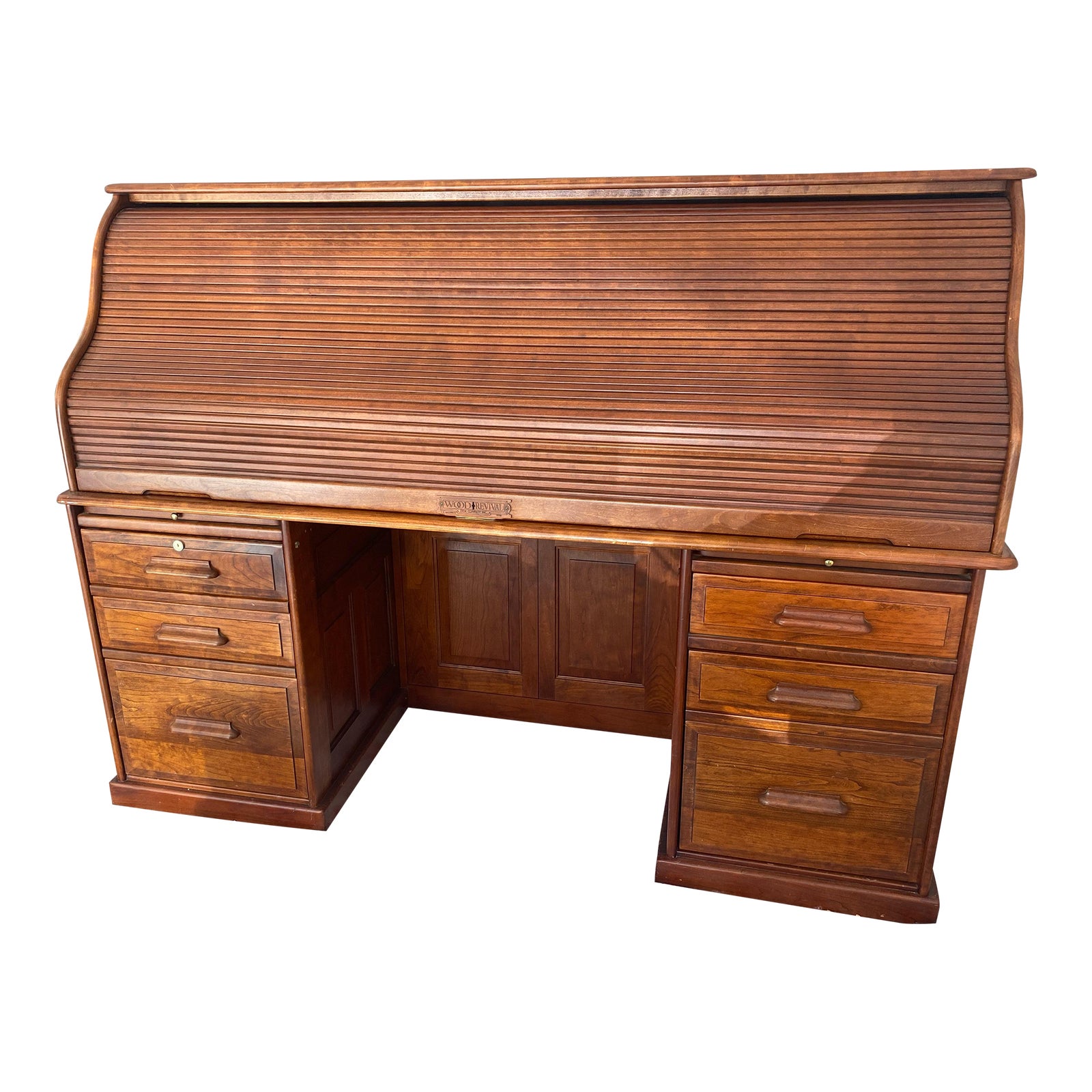 Late 20th Century Wood Revival Desk Company Solid Cherry Rolltop Desk