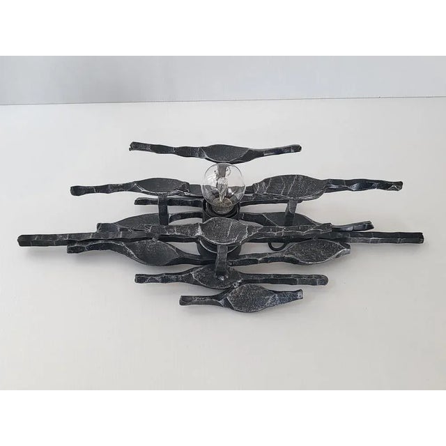 Metal Brutalist Wall Light in Iron, 1970s For Sale - Image 7 of 11