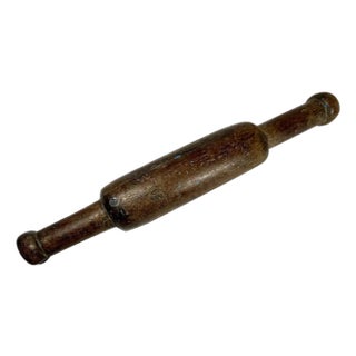 Antique Wooden Rolling Pin: Primitive Farmhouse Kitchen Decor For Sale