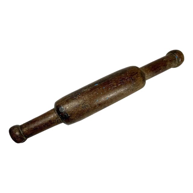 Antique Wooden Rolling Pin: Primitive Farmhouse Kitchen Decor For Sale