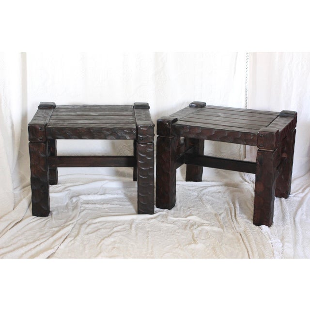 1970s A Pair of 1970s Attributed to Null Knotty Pine Side Tables For Sale - Image 5 of 11