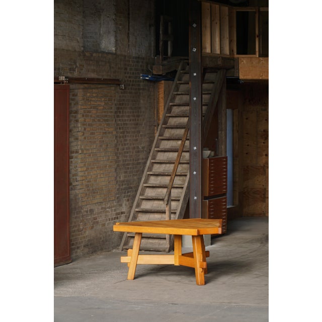 Mid-Century Modern French Triangular Brutalist Dining Table in Oak, 1960s For Sale - Image 12 of 18