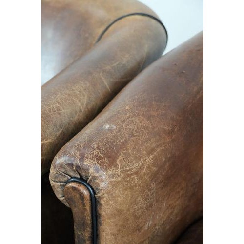 Vintage Club Chairs in Sheepskin Leather, Set of 2 For Sale - Image 12 of 14