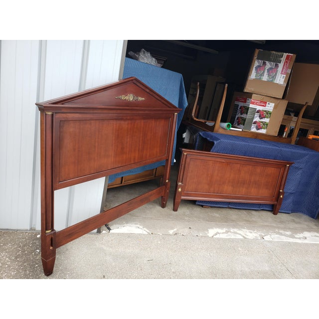 Vintage Ethan Allen Empire Mahogany Queen Headboard and Footboard 2