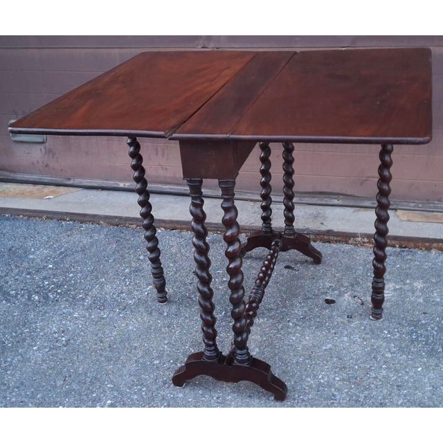 Rococo Victorian Rococo Style Walnut Drop-Leaf Sunderland Table For Sale - Image 3 of 11