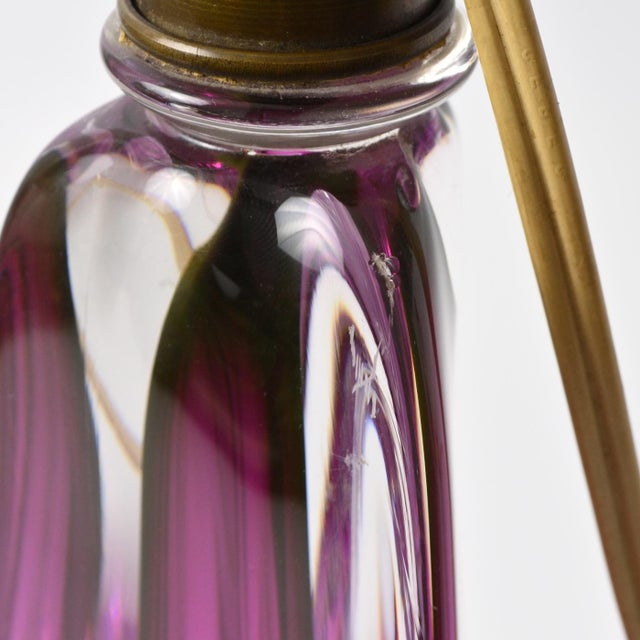 Mid-Century Purple Glass Table Lamp from Val Saint Lambert, 1950s For Sale - Image 11 of 14
