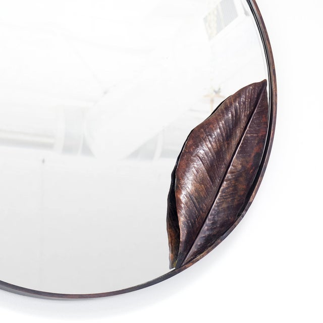 Not Yet Made - Made To Order Copper Leaf Round Mirror Wall Mirror Copper For Sale - Image 5 of 7