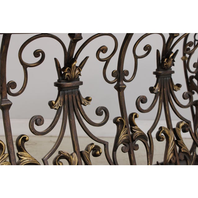 Designer Metal Base Leather Top Console Table For Sale - Image 10 of 18