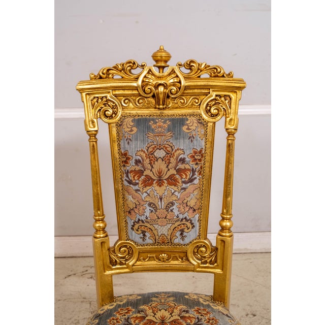 1950s Set of 14 French Louis XIV Style Gold Gilt Carved Throne Dining Chairs For Sale - Image 5 of 18