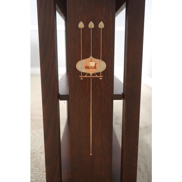Stickley Stickley Mission Oak Harvey Ellis 3 Tier Inlaid Bookcase For Sale - Image 4 of 12
