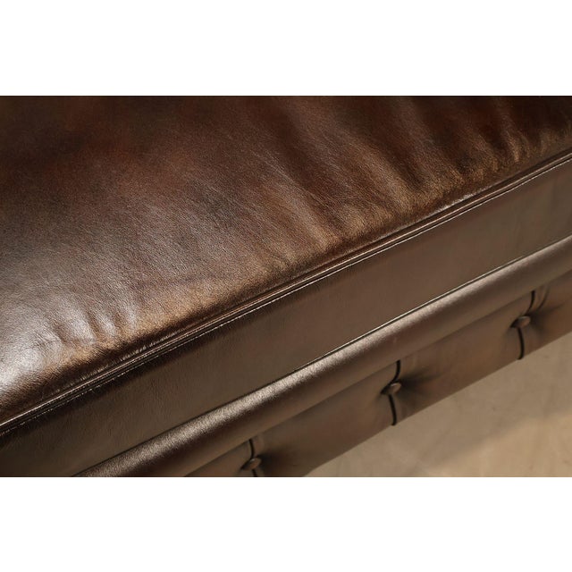 Brown Chesterfield Style 7 Foot Espresso Brown Tufted Leather Sofa For Sale - Image 8 of 16