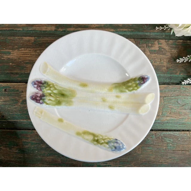 Vintage Earthenware Asparagus Plates from Lunéville, Set of 6 For Sale - Image 6 of 10