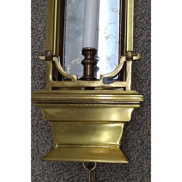 Mid 20th Century French Bronze and Gilt Mirror Pagoda Form Half Lentern Wall Sconces - a Pair For Sale - Image 4 of 12