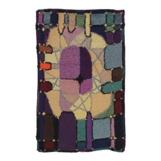 Vintage Swedish Rya Rug in Polychromatic Abstract Mosaic Geometry - Rug & Kilim For Sale