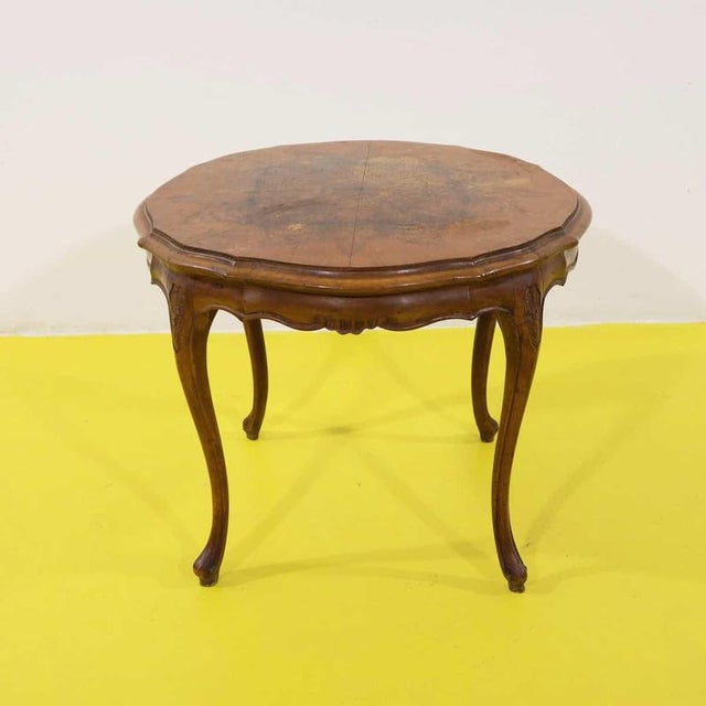 Brown Louis XV Style Walnut Table with Burl Top For Sale - Image 8 of 8