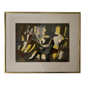 Matthieu Rosianu (French Romanian, 1897-1969) Abstract Figural Painting on Paper