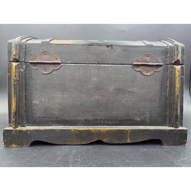 Late 20th Century Vintage Hand Painted Wooden Dome Lidded Table Chest For Sale - Image 5 of 18