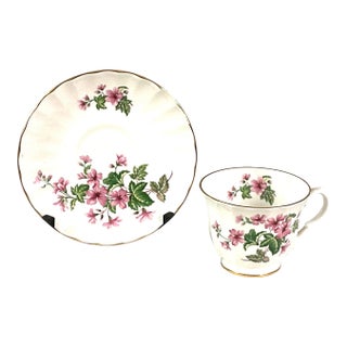 1950s Lefton, English Bone, China, Floral, Teacup, and Saucer For Sale