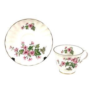 1950s Lefton, English Bone, China, Floral, Teacup, and Saucer