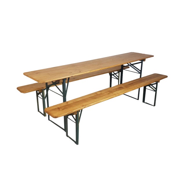 Vintage German Beer Table with Benches For Sale