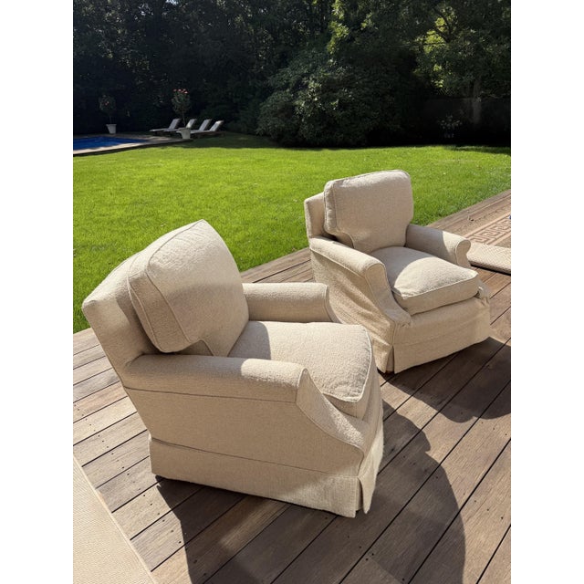 Pair of Clayton Lounge Chairs by Howard Chairs LTD With Custom Slipcovers For Sale - Image 12 of 18