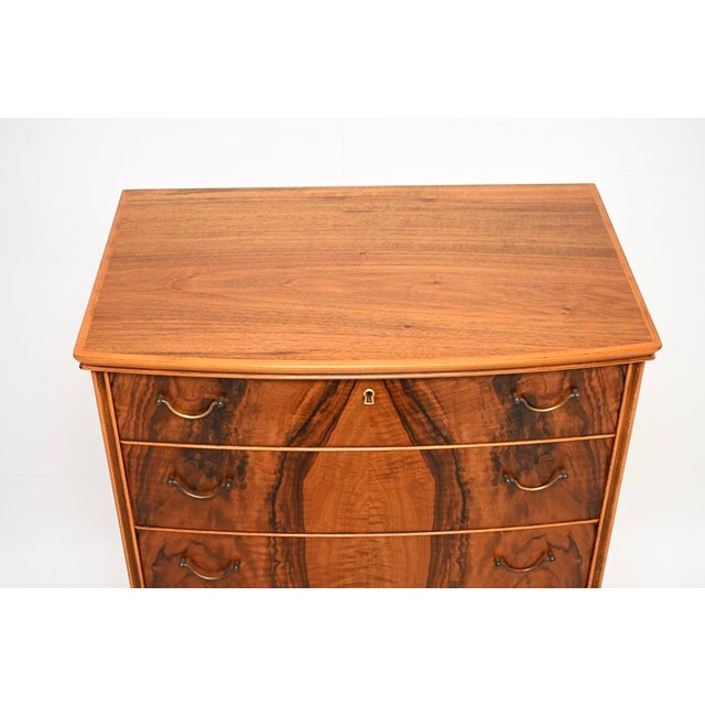Vintage Danish Walnut and Brass Chest of Drawers, 1960s For Sale - Image 6 of 11