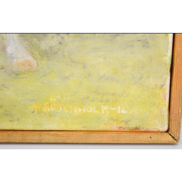 Rustic European Vintage Swedish Dressage Equestrian Oil Painting, Framed For Sale - Image 3 of 9