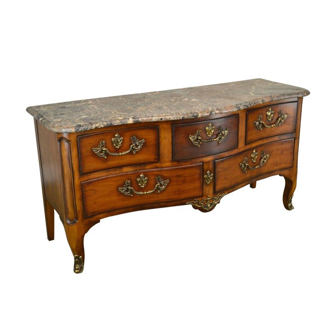 Henredon French Louis XV Style Large Marble Top Commode Chest For Sale - Image 12 of 12