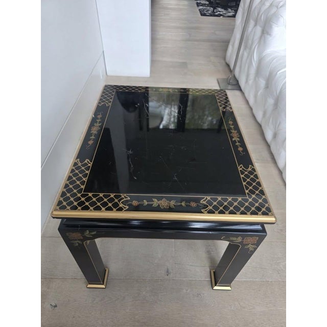 Chinoiserie Vintage Jasper Cabinet Co. Black & Gold Chinoiserie Accent Side Table For Sale - Image 3 of 4
