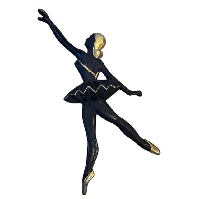 Black Vintage, Set of 3, MCM Black & Gold Bronze Ballerina Man Women Dancing, Wall Art, Home Decor, 10" For Sale - Image 8 of 10