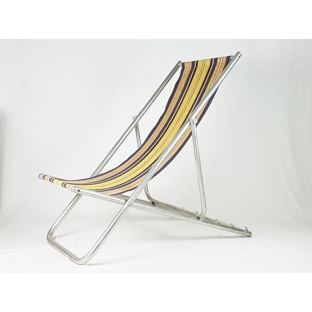Italian Fabric & Aluminum Deck Chairs, 1950s, Set of 2 For Sale - Image 14 of 18